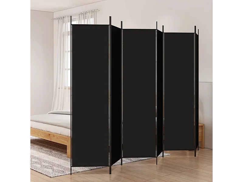 Tabique 6 paneles Negro 300x200 cm Tela