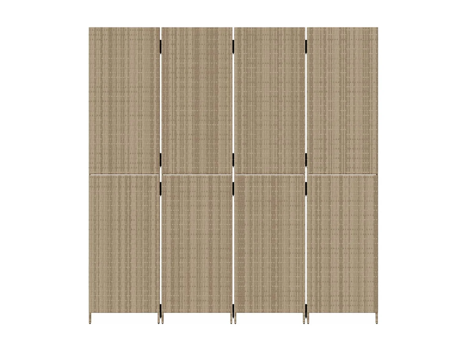 Parete divisoria in resina intrecciata beige a 4 pannelli