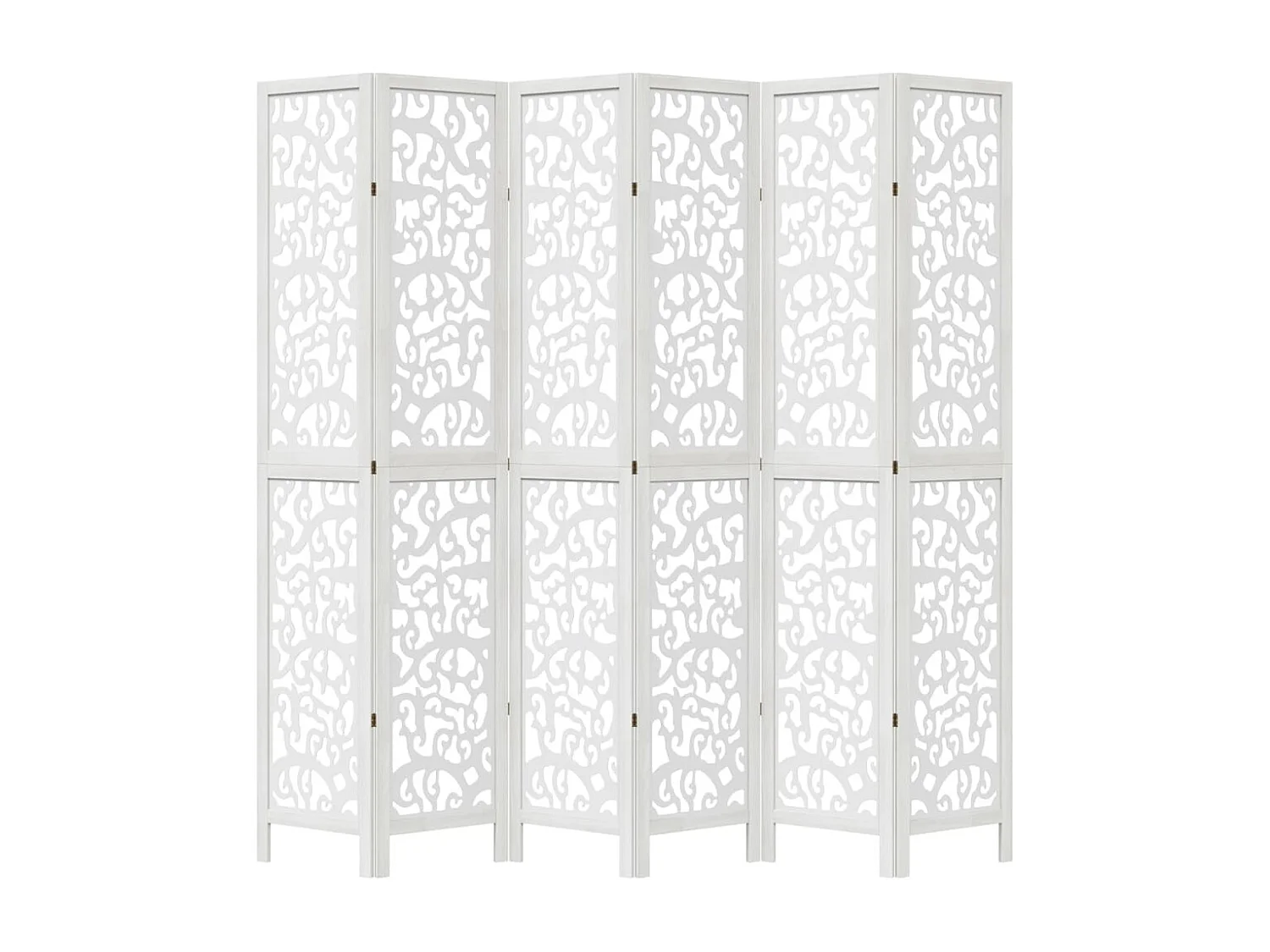 Trennwand 6 Paneele aus weißem massivem Paulownia-Holz