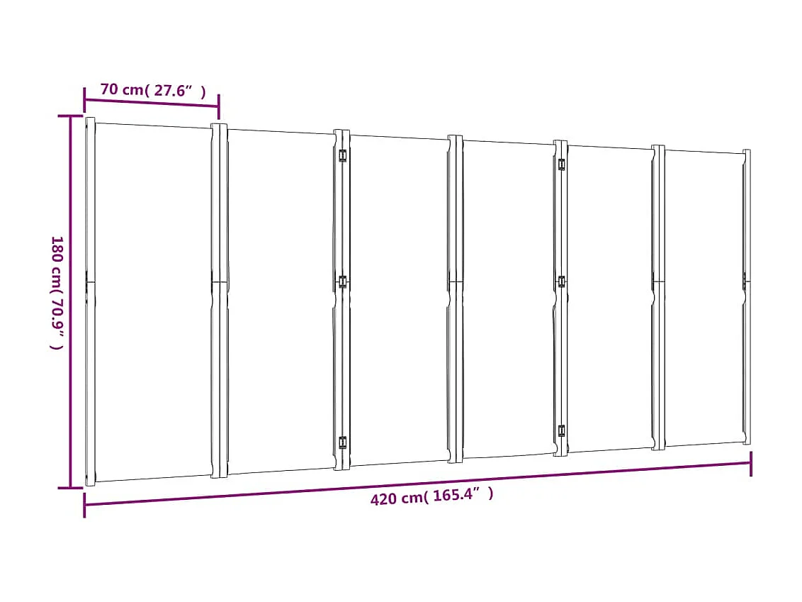 Parete divisoria 6 pannelli blu scuro 420x180 cm