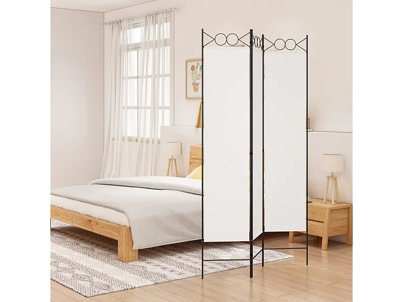 Parete divisoria 3 pannelli Tessuto Bianco 120x200 cm