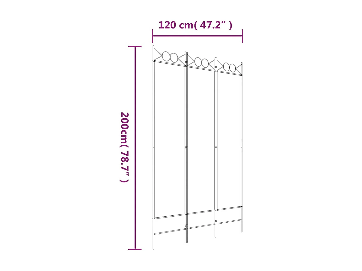 Cloison de séparation 3 panneaux Blanc 120x200 cm Tissu