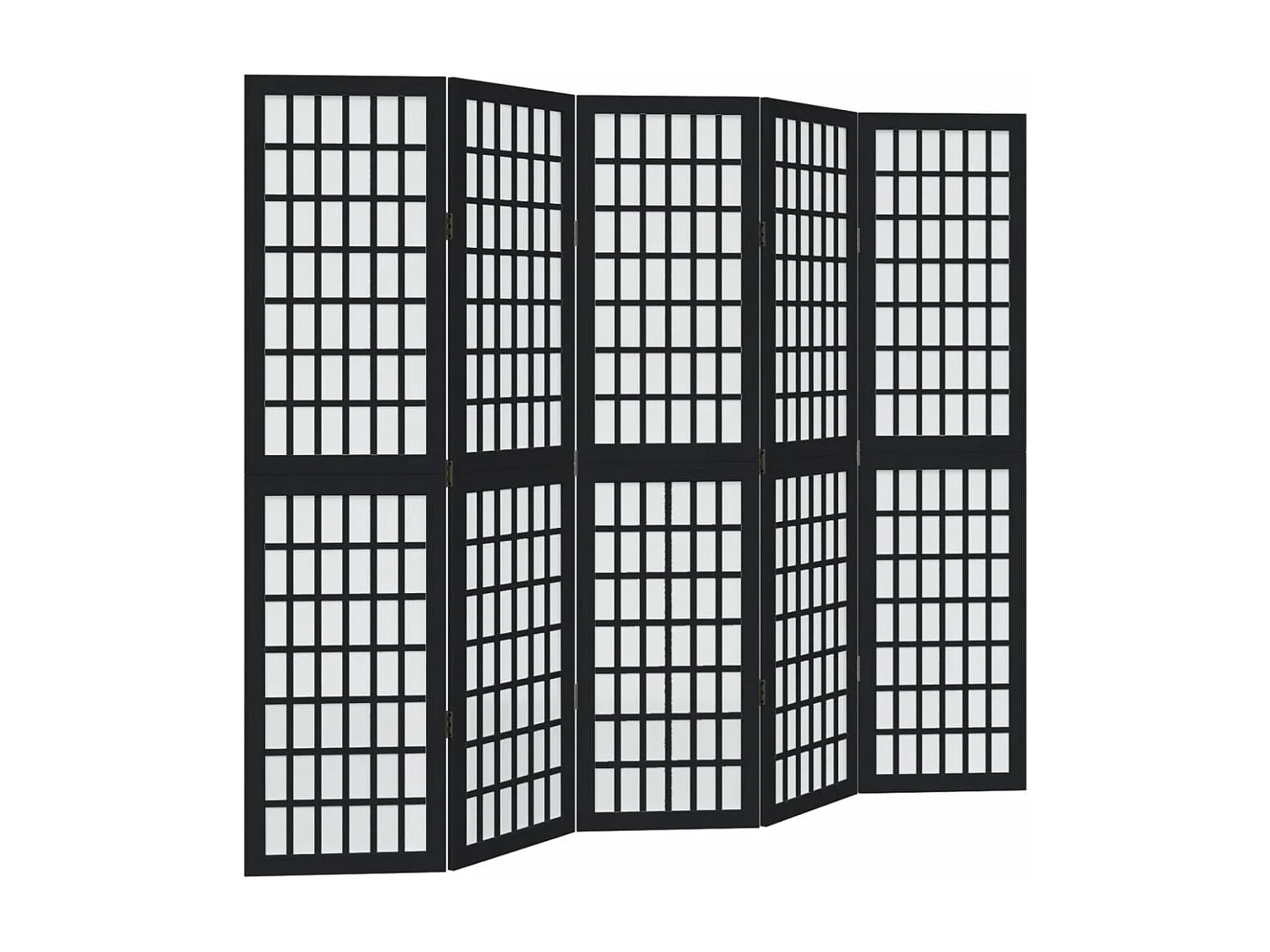 Parete divisoria nera a 5 pannelli in legno massello di paulownia