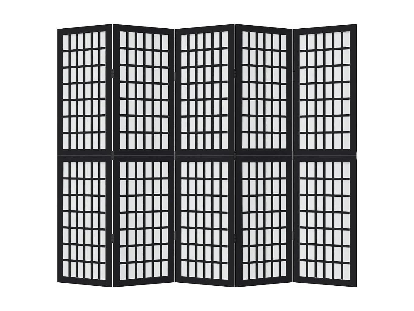 Parete divisoria nera a 5 pannelli in legno massello di paulownia