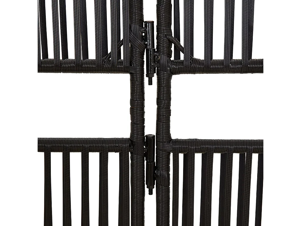 Cloison de séparation 5 panneaux noir résine tressée