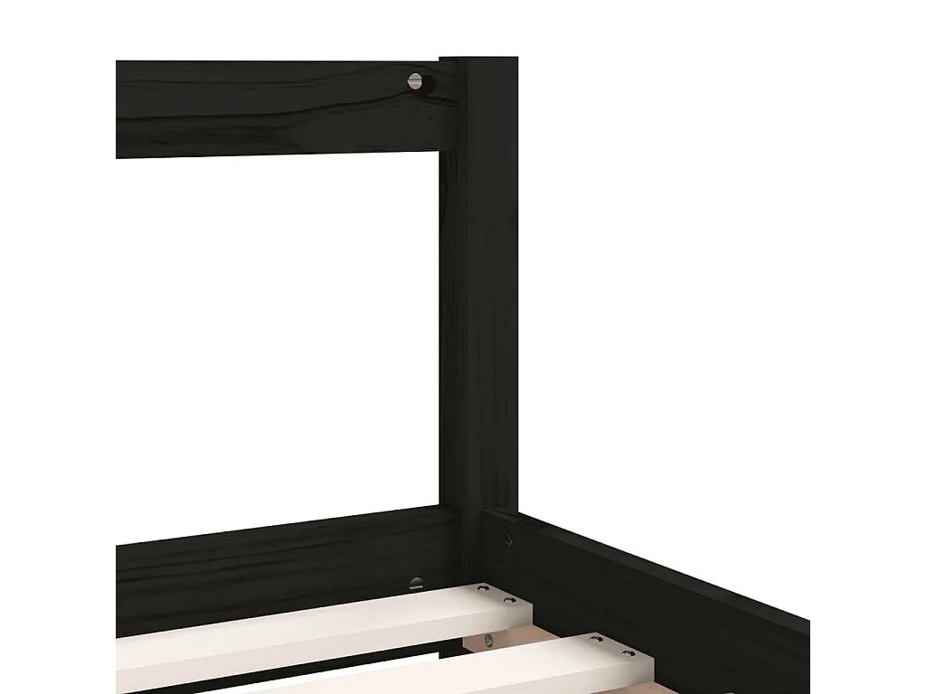 Cadre de lit d'enfants tiroirs noir 90x190cm bois de pin massif