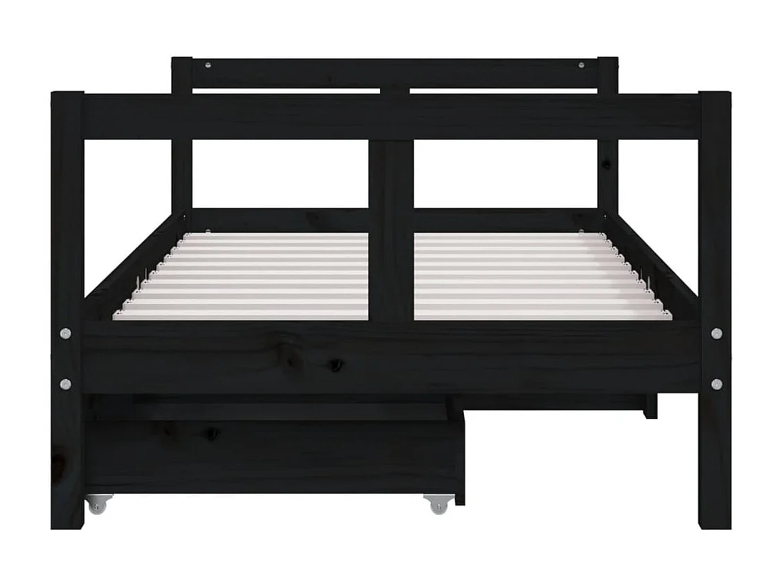 Cadre de lit pour enfant tiroirs noir 80x160 cm bois pin massif