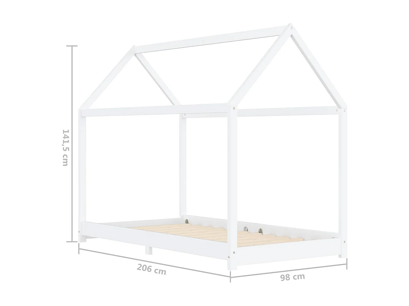 Struttura letto per bambini Bianco Legno massello di pino 90 x 200 cm