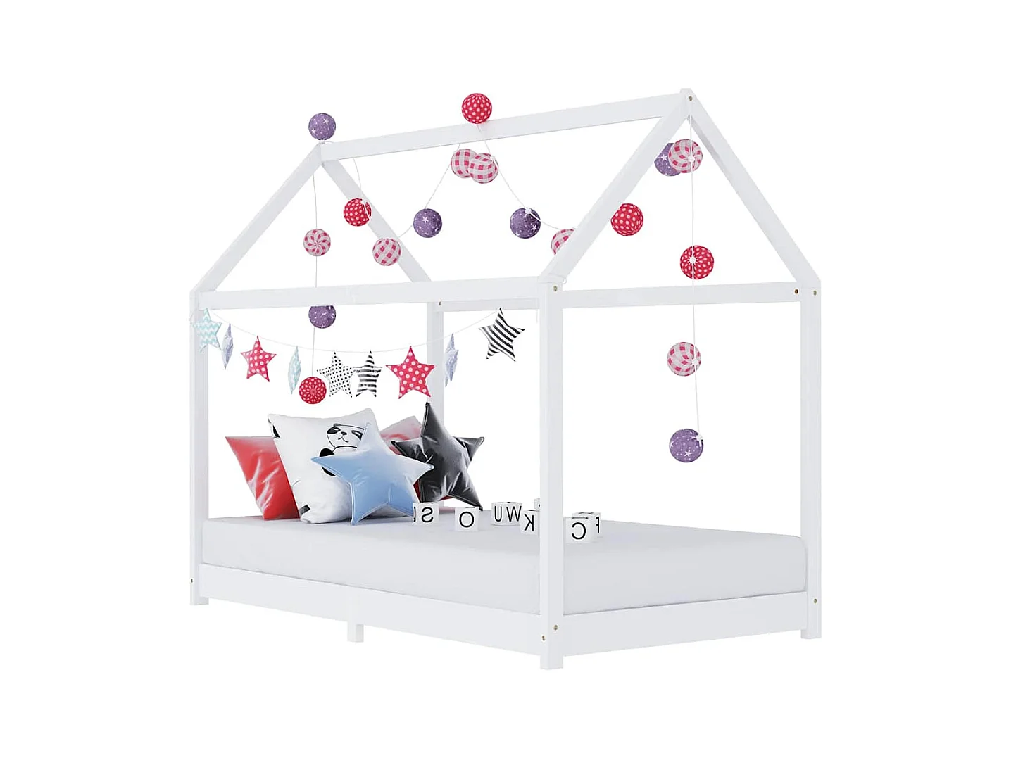 Cadre de lit d'enfant Blanc Bois de pin massif 90 x 200 cm