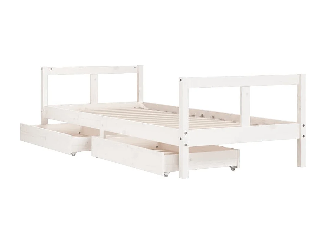 Struttura letto per bambini con cassetti bianco 80x200 cm in legno massello di pino