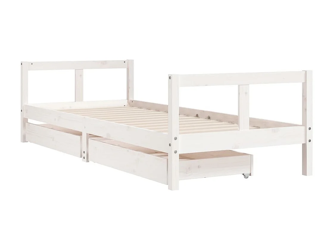 Cadre de lit enfant tiroirs blanc 80x200 cm bois de pin massif