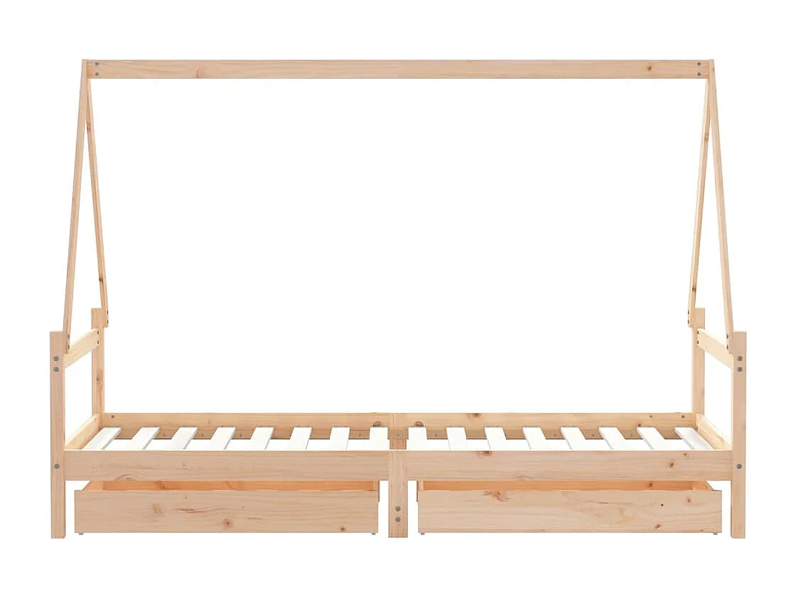 Struttura letto per bambini con cassetti 90x200 cm in legno di pino massiccio