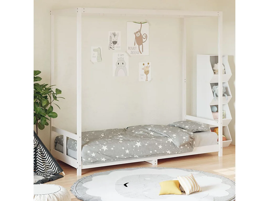 Cadre de lit pour enfants blanc 80x200 cm bois de pin massif