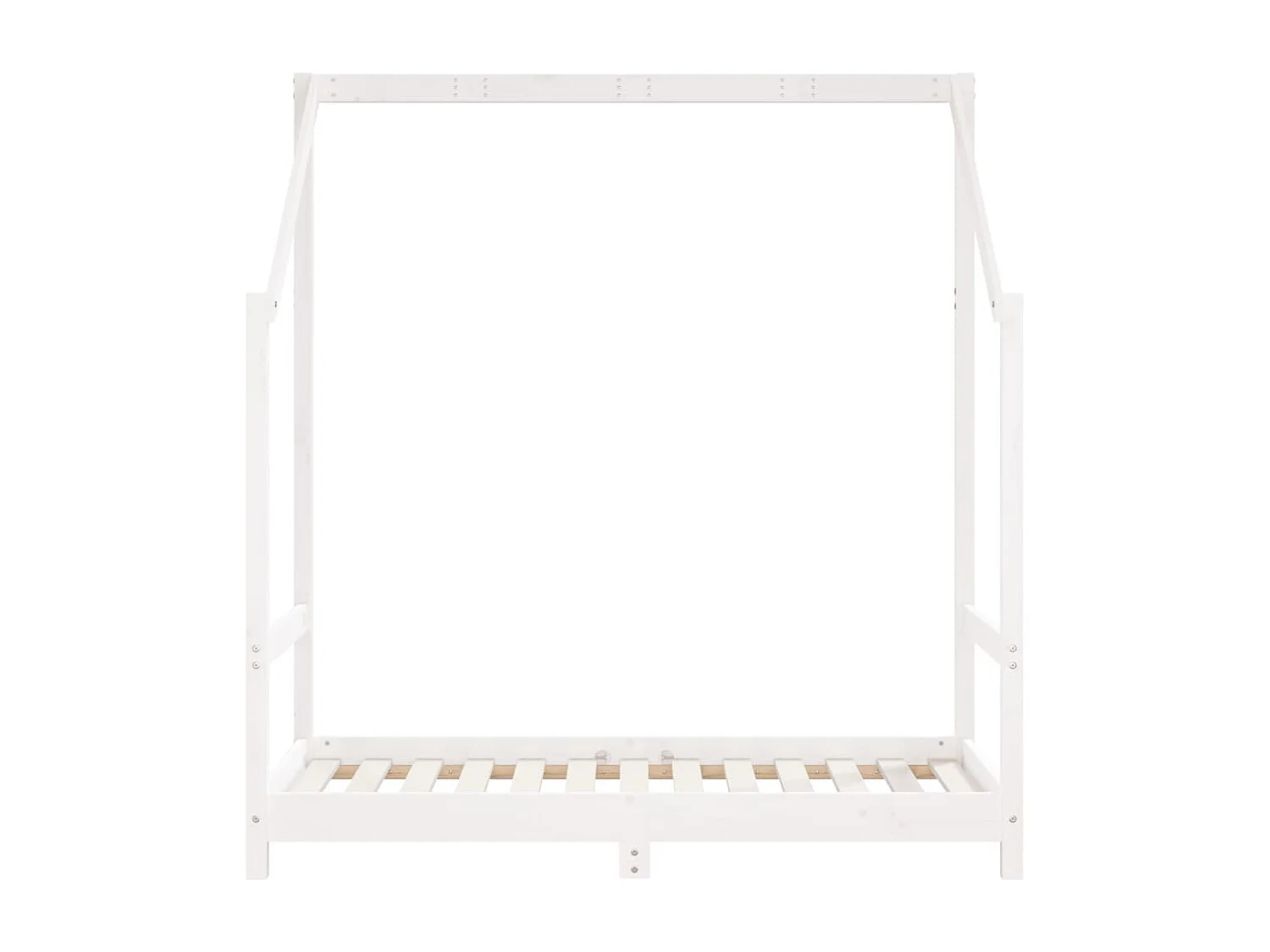 Estructura de cama infantil blanca de madera maciza de pino 70x140 cm