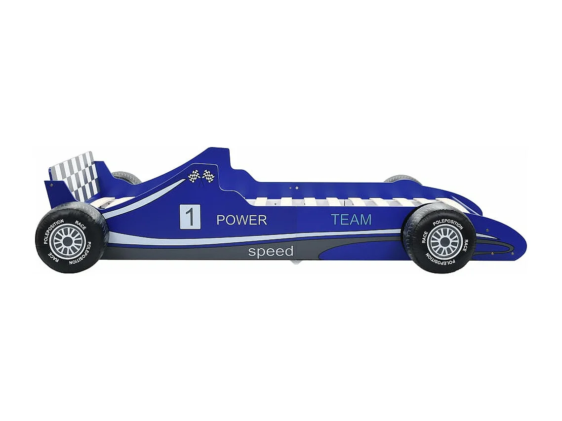 Lit voiture de course pour enfants 90 x 200 cm Bleu