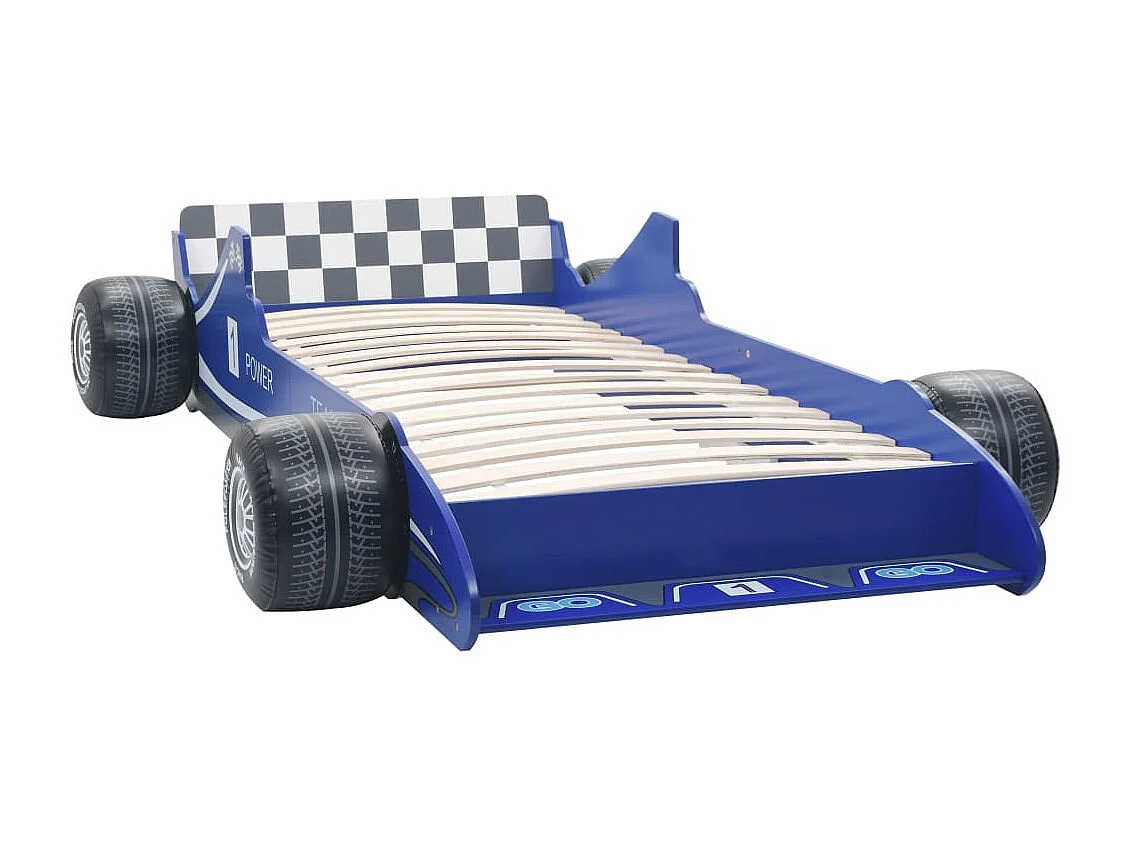 Lit voiture de course pour enfants 90 x 200 cm Bleu