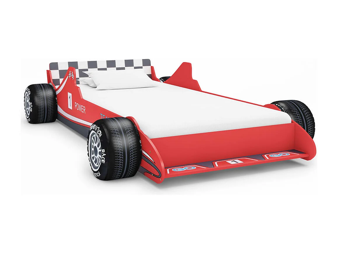 Lit voiture de course pour enfants 90 x 200 cm Rouge
