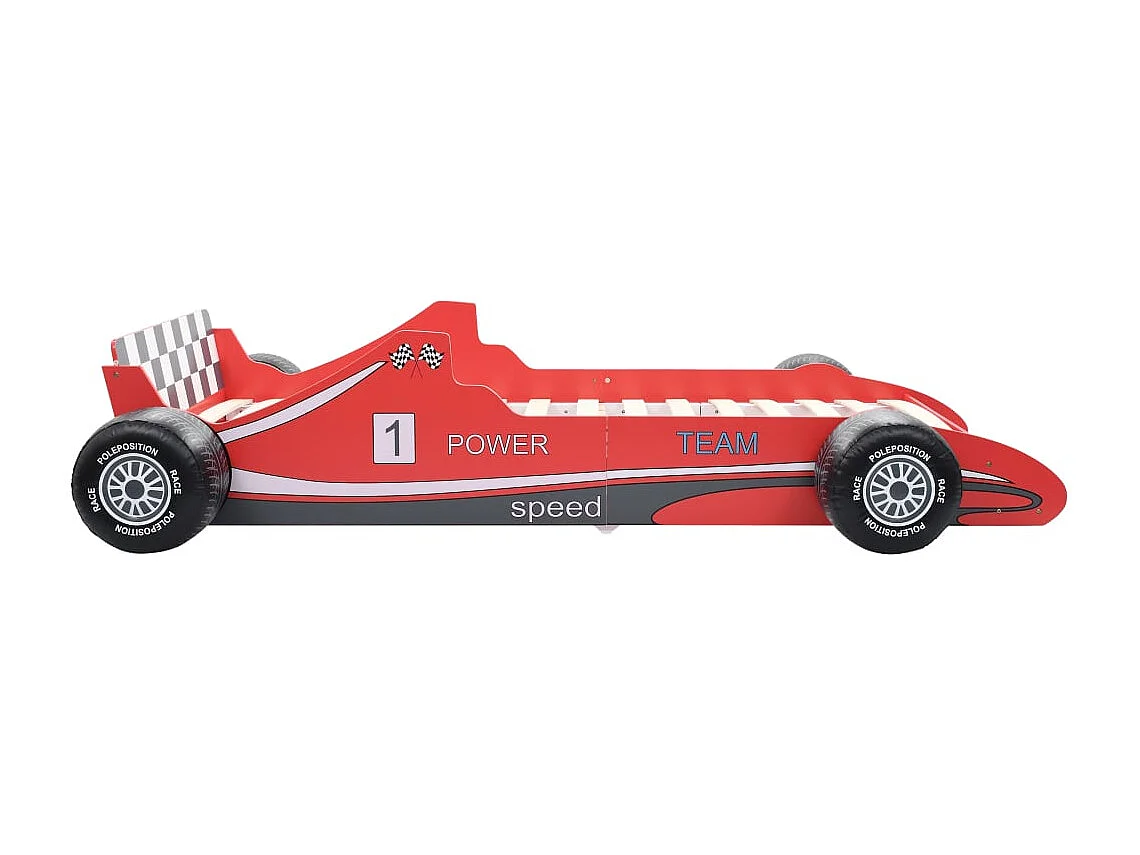 Lit voiture de course pour enfants 90 x 200 cm Rouge