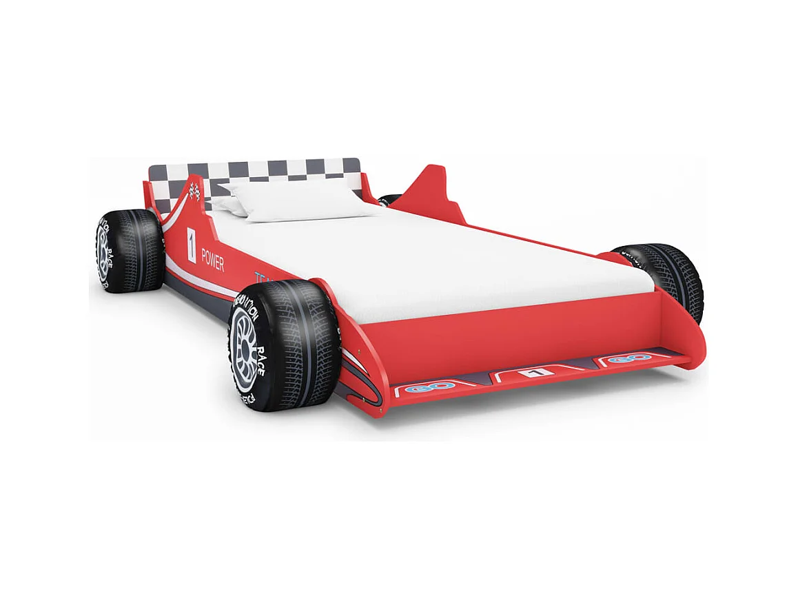 Lit voiture de course pour enfants 90 x 200 cm Rouge