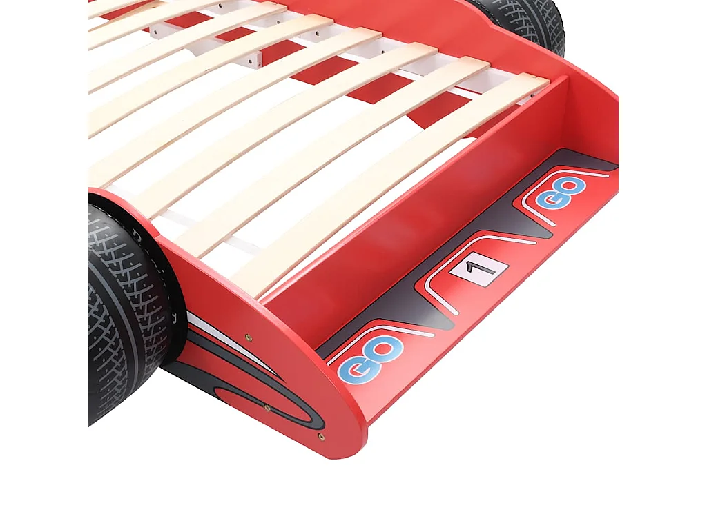 Lit voiture de course pour enfants 90 x 200 cm Rouge