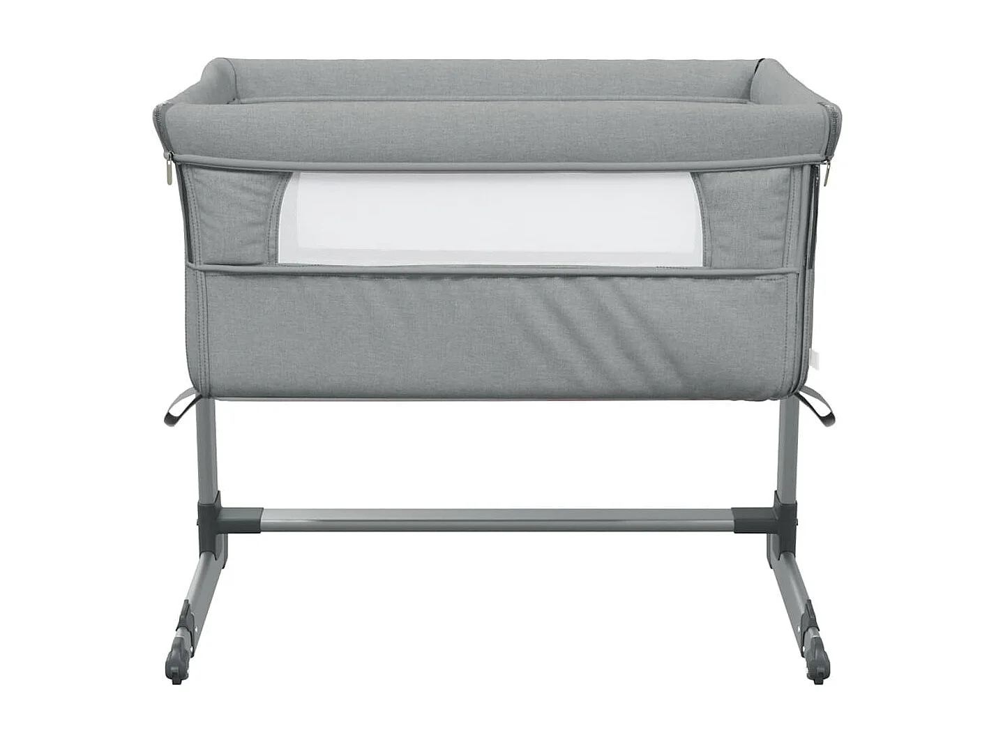 Lettino con materasso Tessuto di lino grigio chiaro