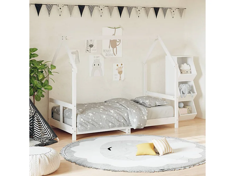 Cadre de lit pour enfant blanc 80x160 cm bois de pin massif