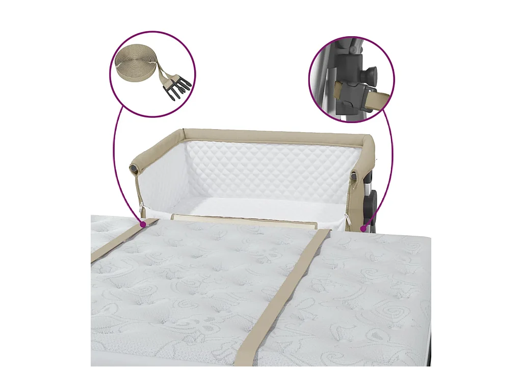 Lettino con materasso in tessuto Lino Tortora