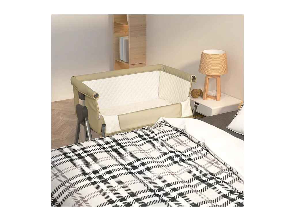 Lit pour bébé avec matelas Taupe Tissu de lin