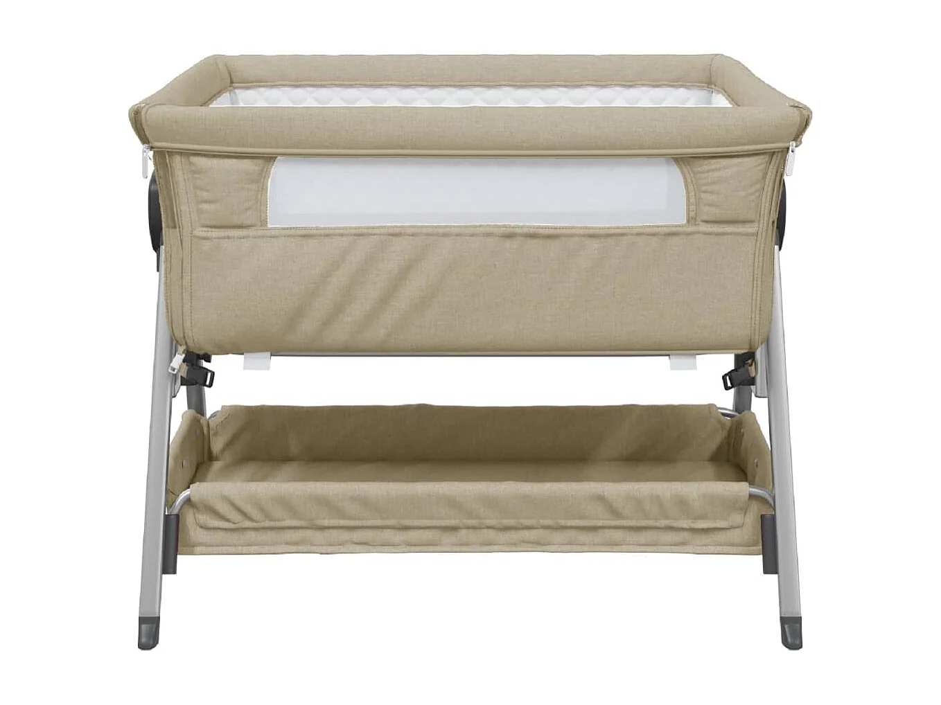 Lit pour bébé avec matelas Taupe Tissu de lin