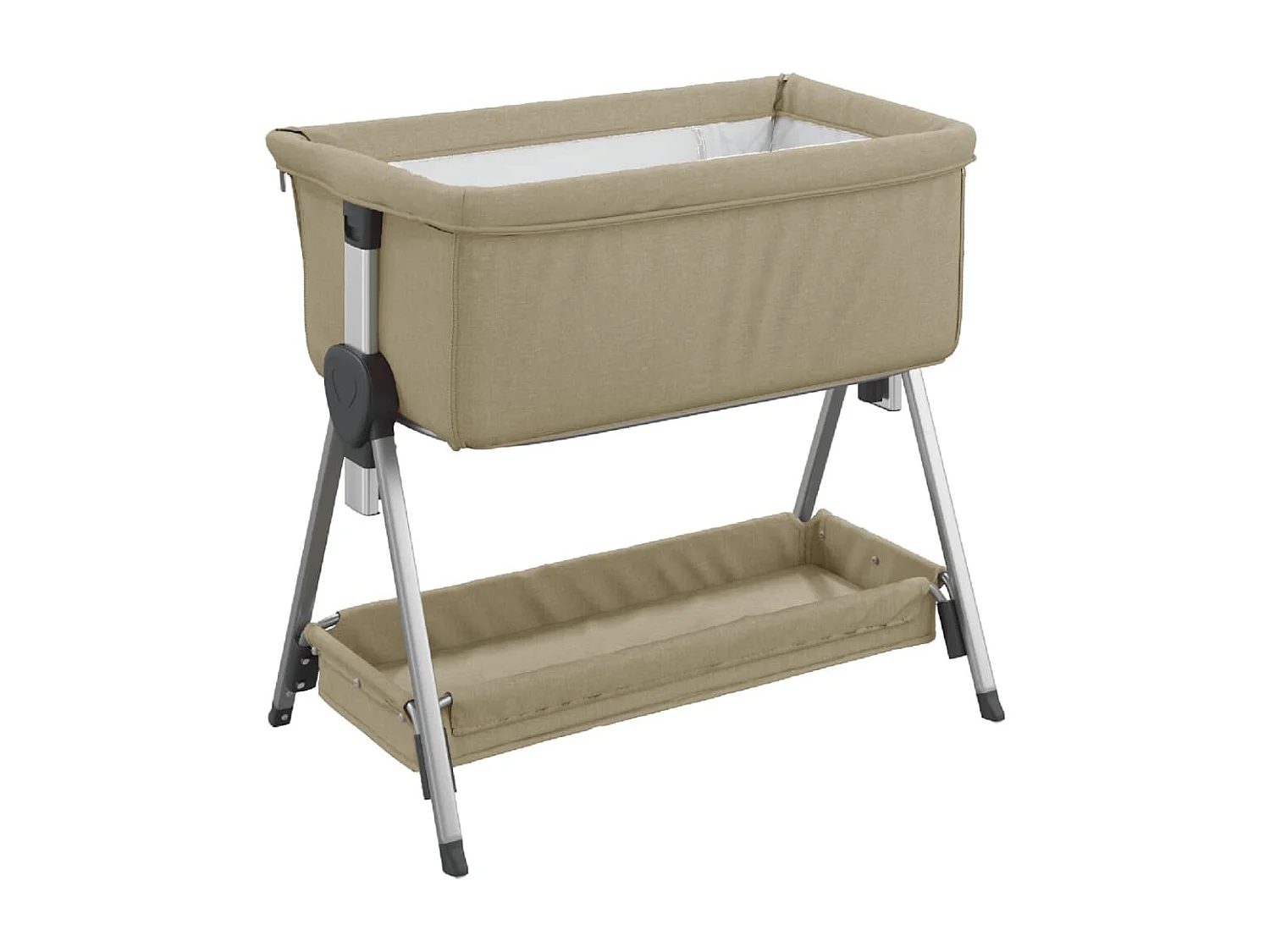 Lit pour bébé avec matelas Taupe Tissu de lin
