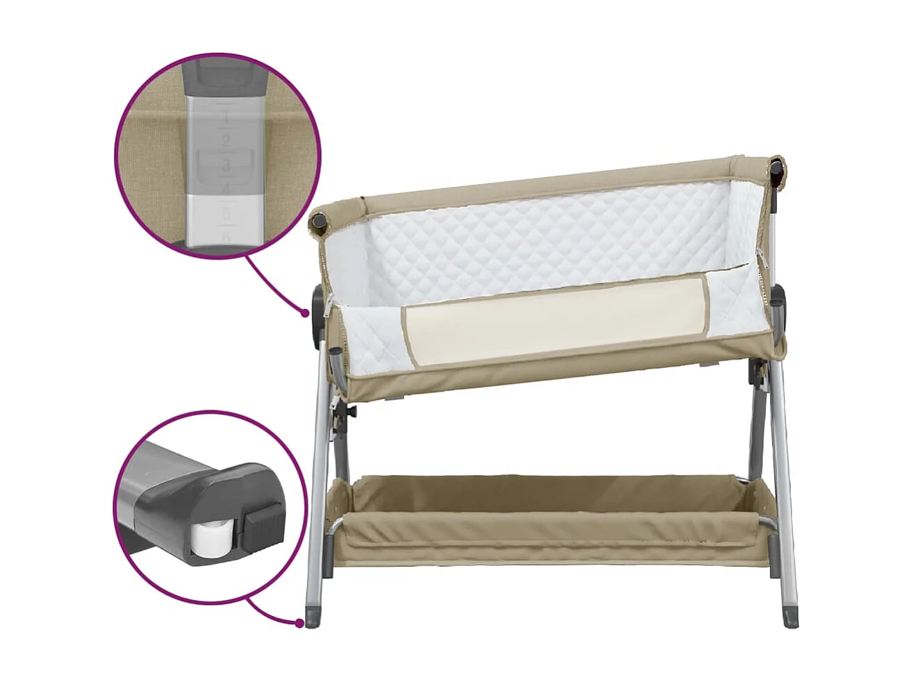 Lit pour bébé avec matelas Taupe Tissu de lin