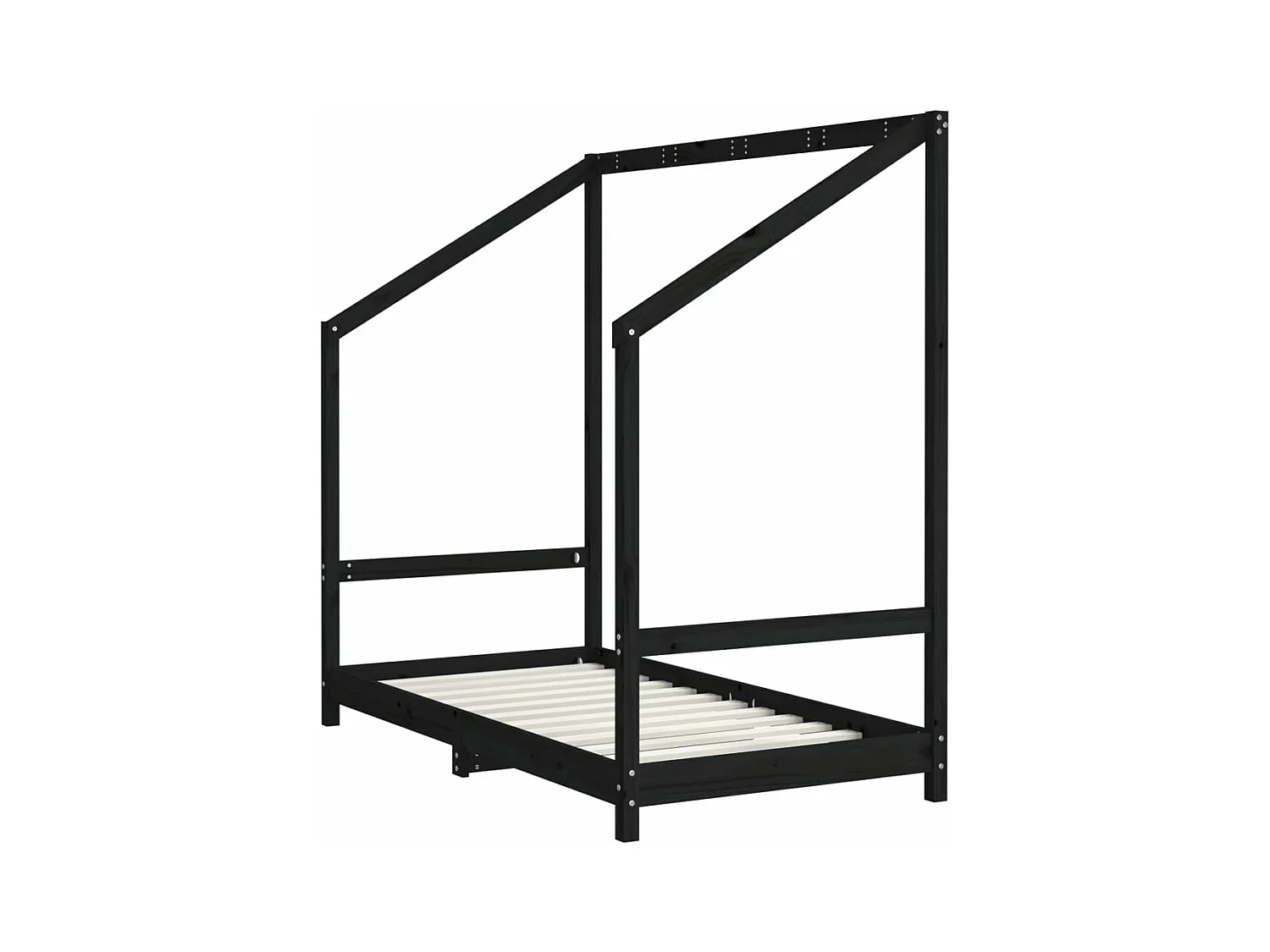 Cadre de lit pour enfant noir 2x(80x160) cm bois de pin massif