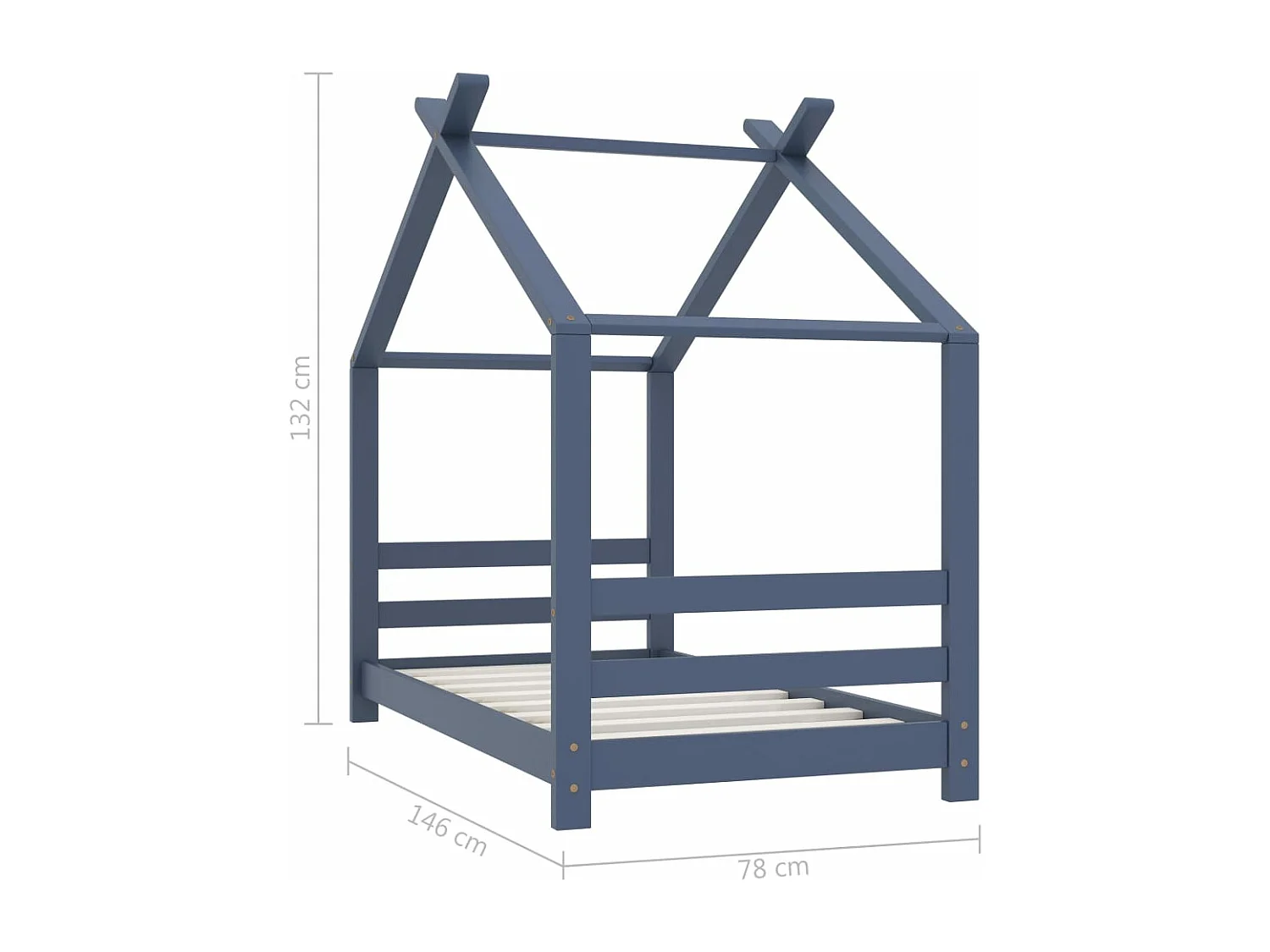 Cadre de lit d'enfant Gris Bois de pin massif 70x140 cm
