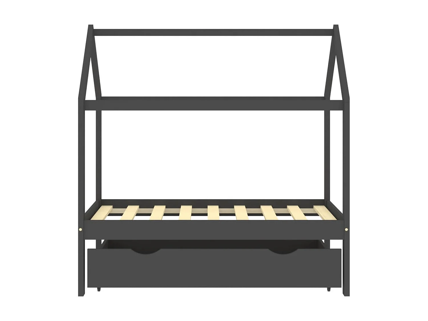 Estrutura de cama infantil com uma gaveta Pinho cinza escuro 70x140 cm