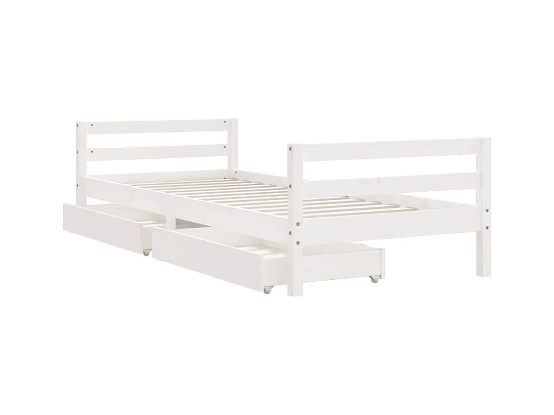 Estructura de cama infantil con cajones madera maciza de pino blanco 90x190 cm
