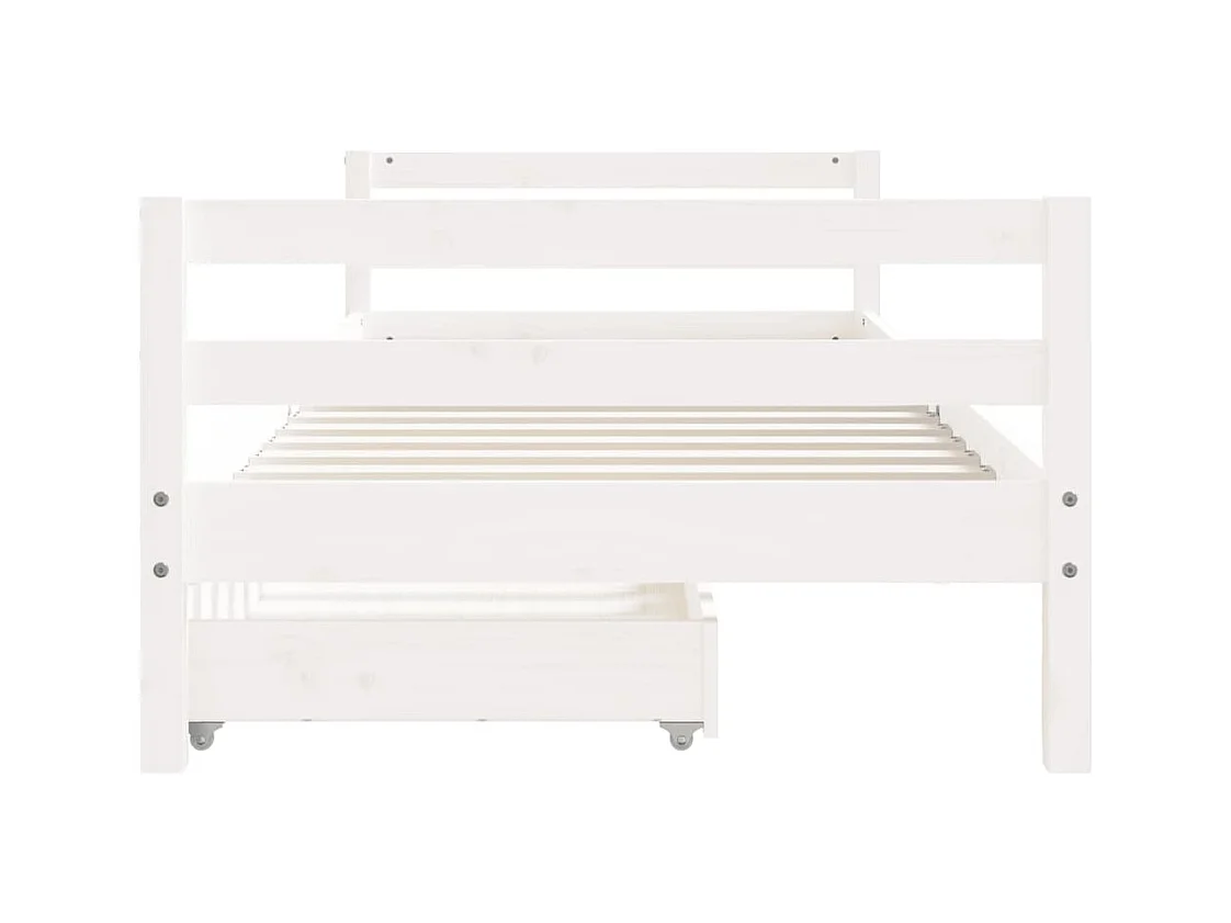 Estructura de cama infantil con cajones madera maciza de pino blanco 90x190 cm