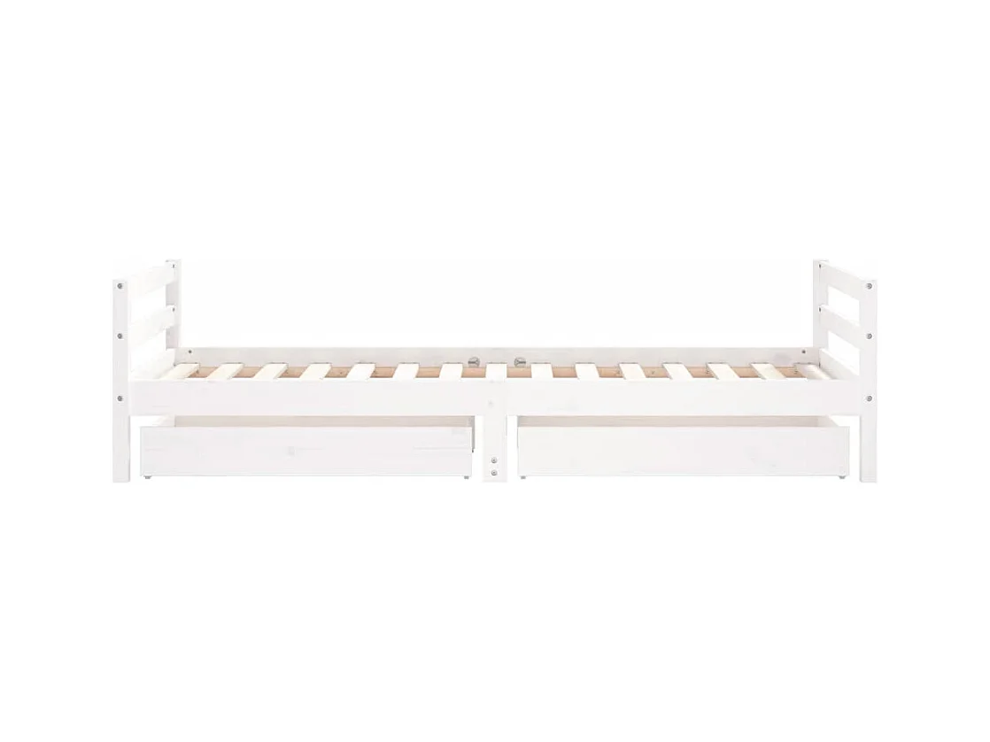Estructura de cama infantil con cajones madera maciza de pino blanco 90x190 cm