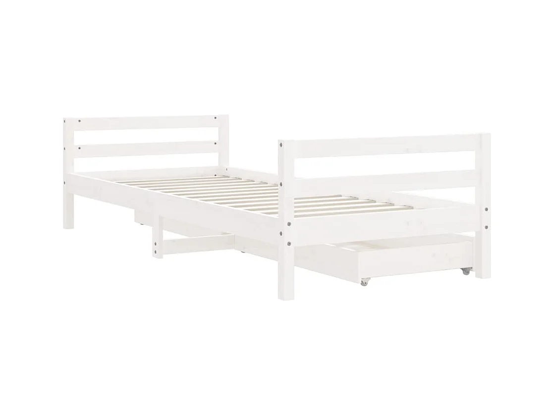Estructura de cama infantil con cajones madera maciza de pino blanco 90x190 cm