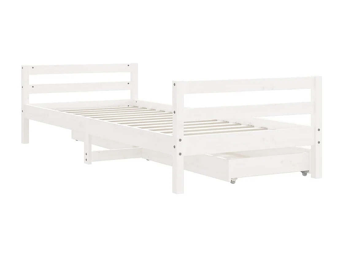 Struttura letto per bambini con cassetti bianco 90x190 cm in legno massello di pino