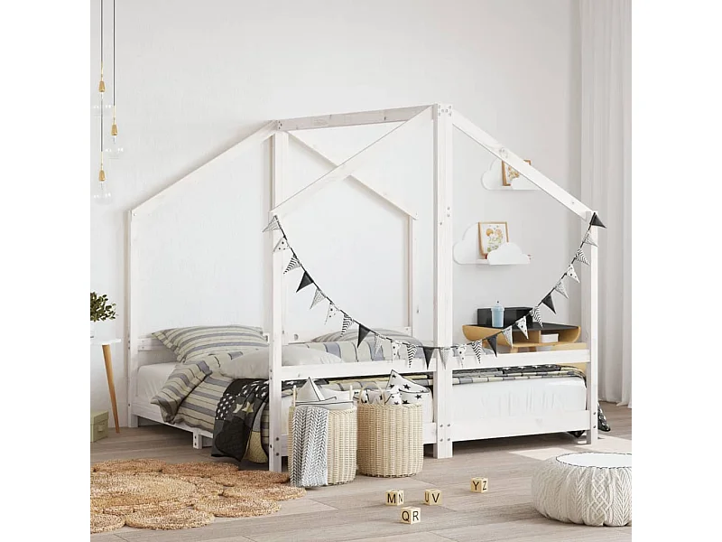 Cadre de lit pour enfant blanc 2x(80x160) cm bois de pin massif
