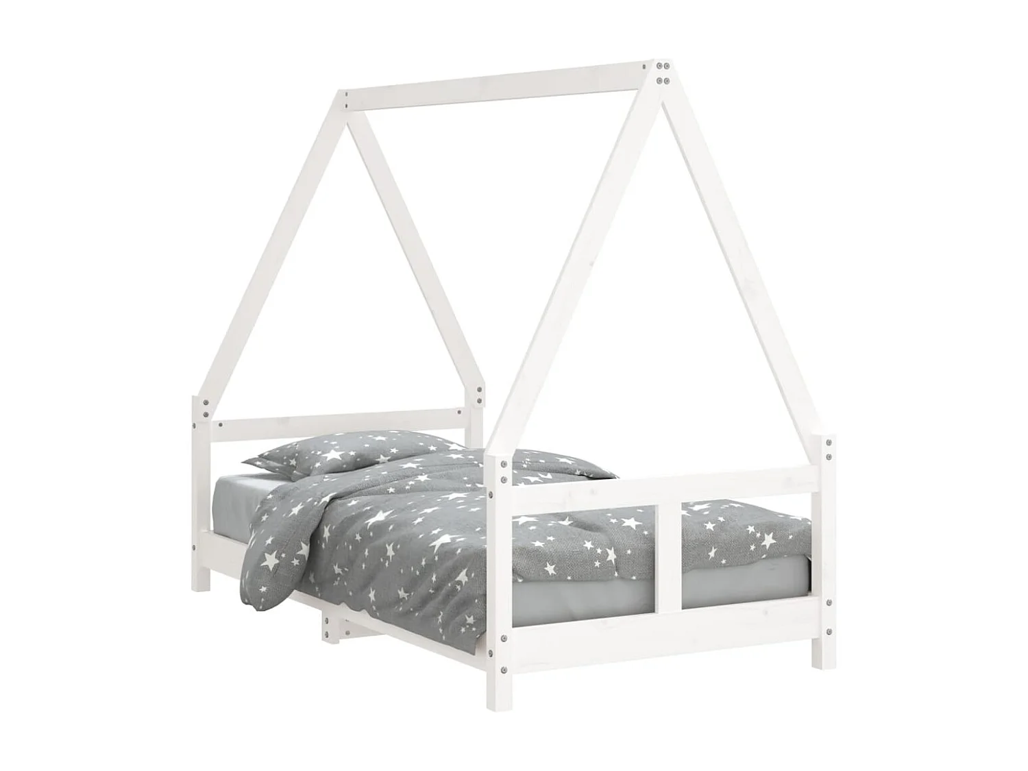 Estructura de cama infantil blanca de madera maciza de pino 80x160 cm