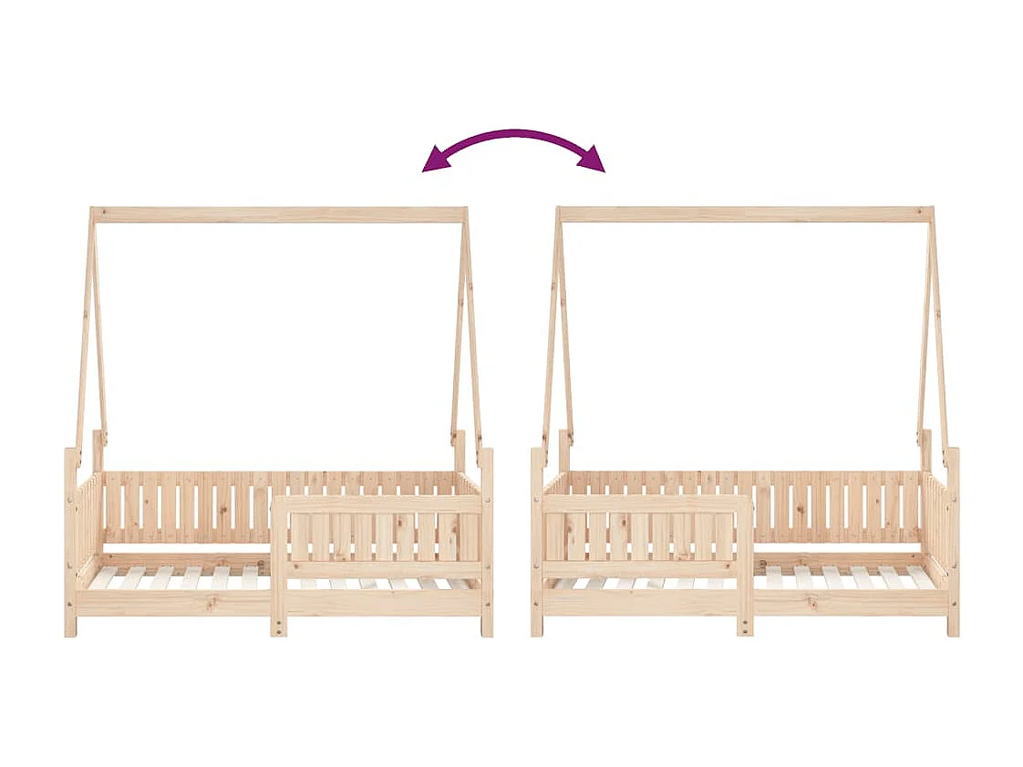 Estrutura de cama infantil 70x140 cm em madeira maciça de pinho