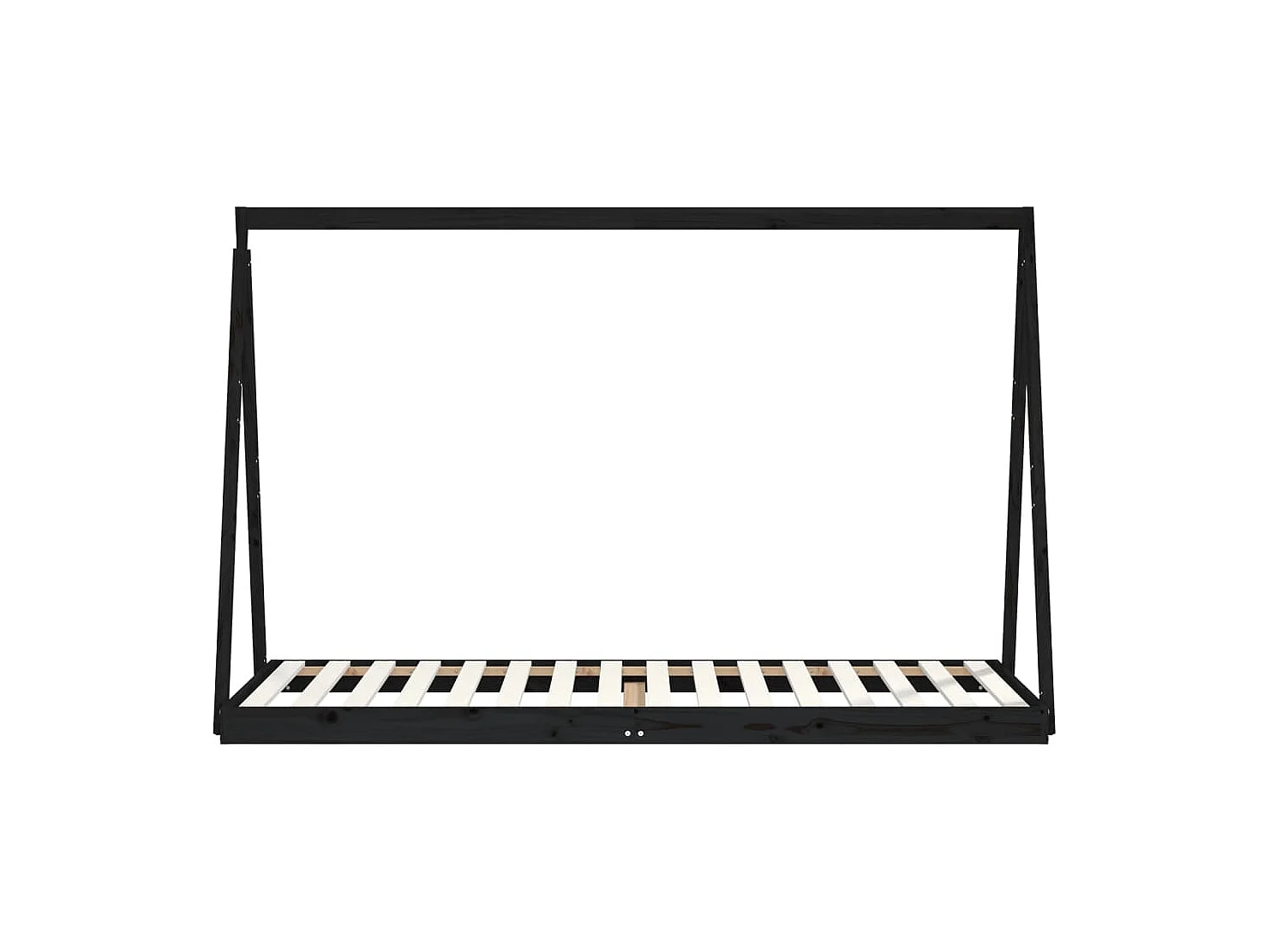 Cadre de lit pour enfants noir 80x200 cm bois de pin massif