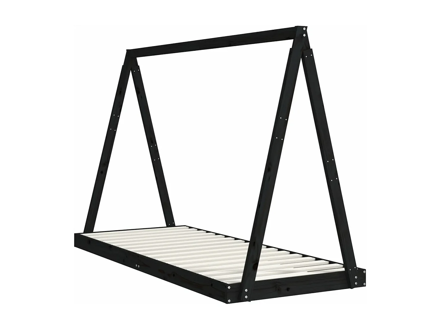 Cadre de lit pour enfants noir 80x200 cm bois de pin massif