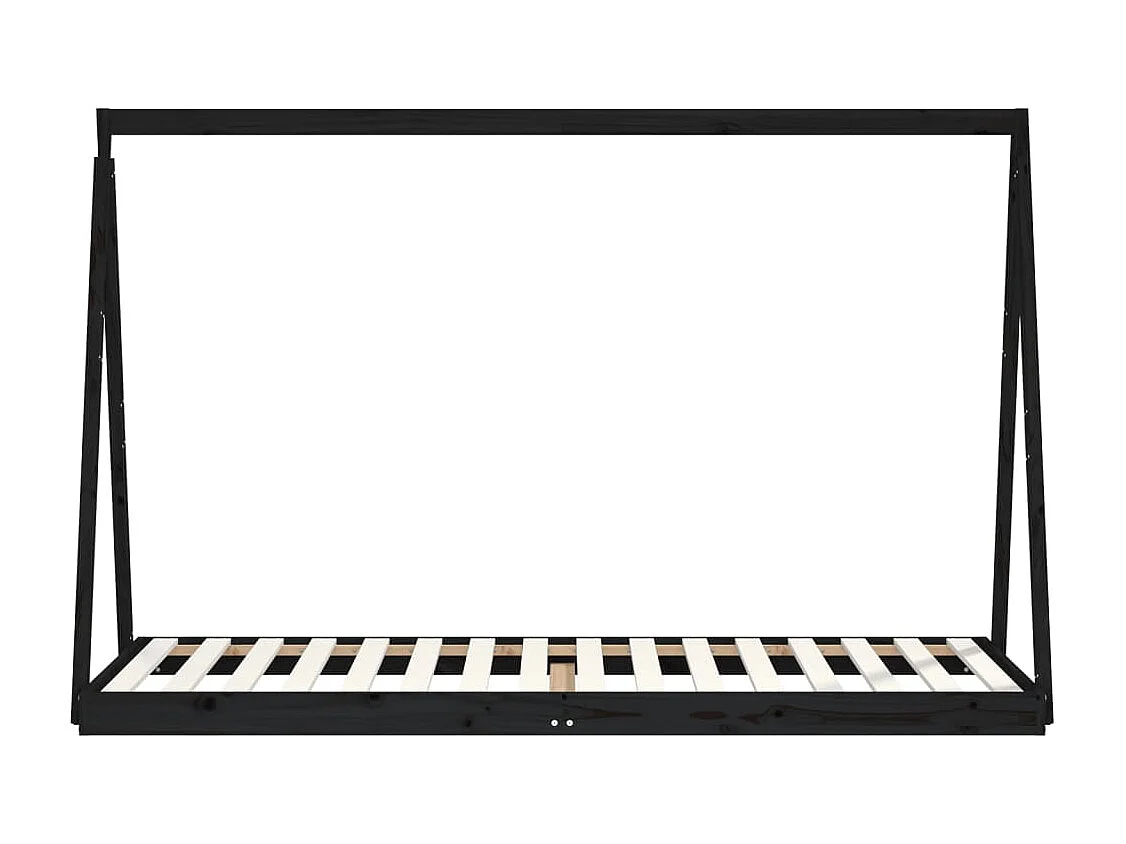 Cadre de lit pour enfants noir 80x200 cm bois de pin massif