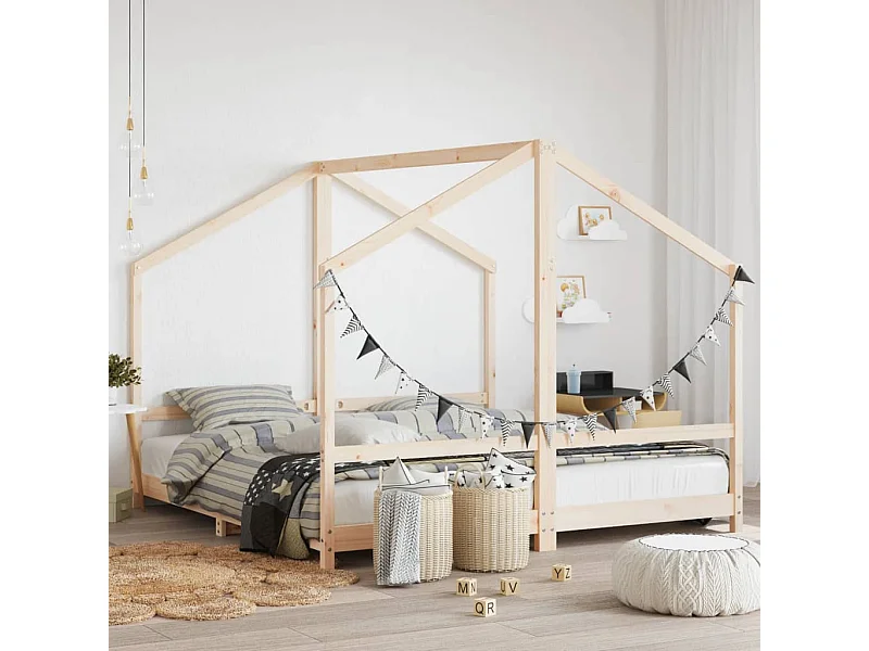 Estructura de cama infantil 2x(90x190) cm de madera maciza de pino