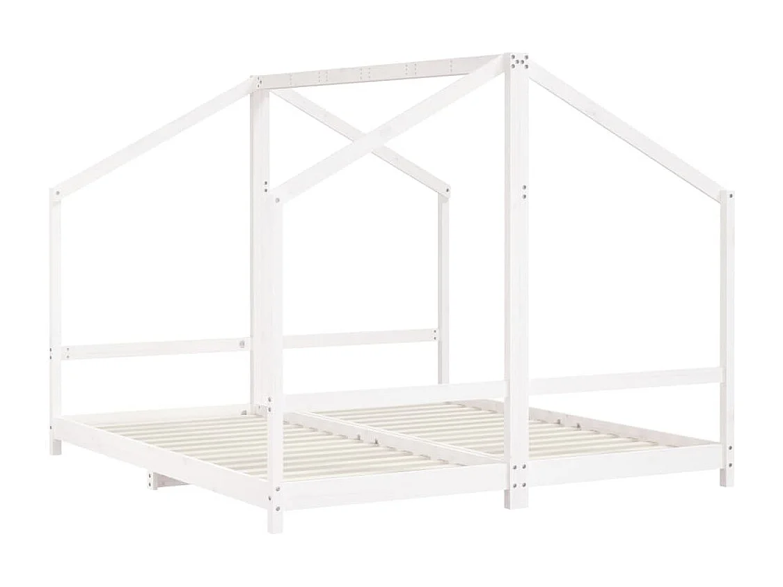 Estrutura de cama infantil branca 2x(90x200) cm madeira maciça de pinho