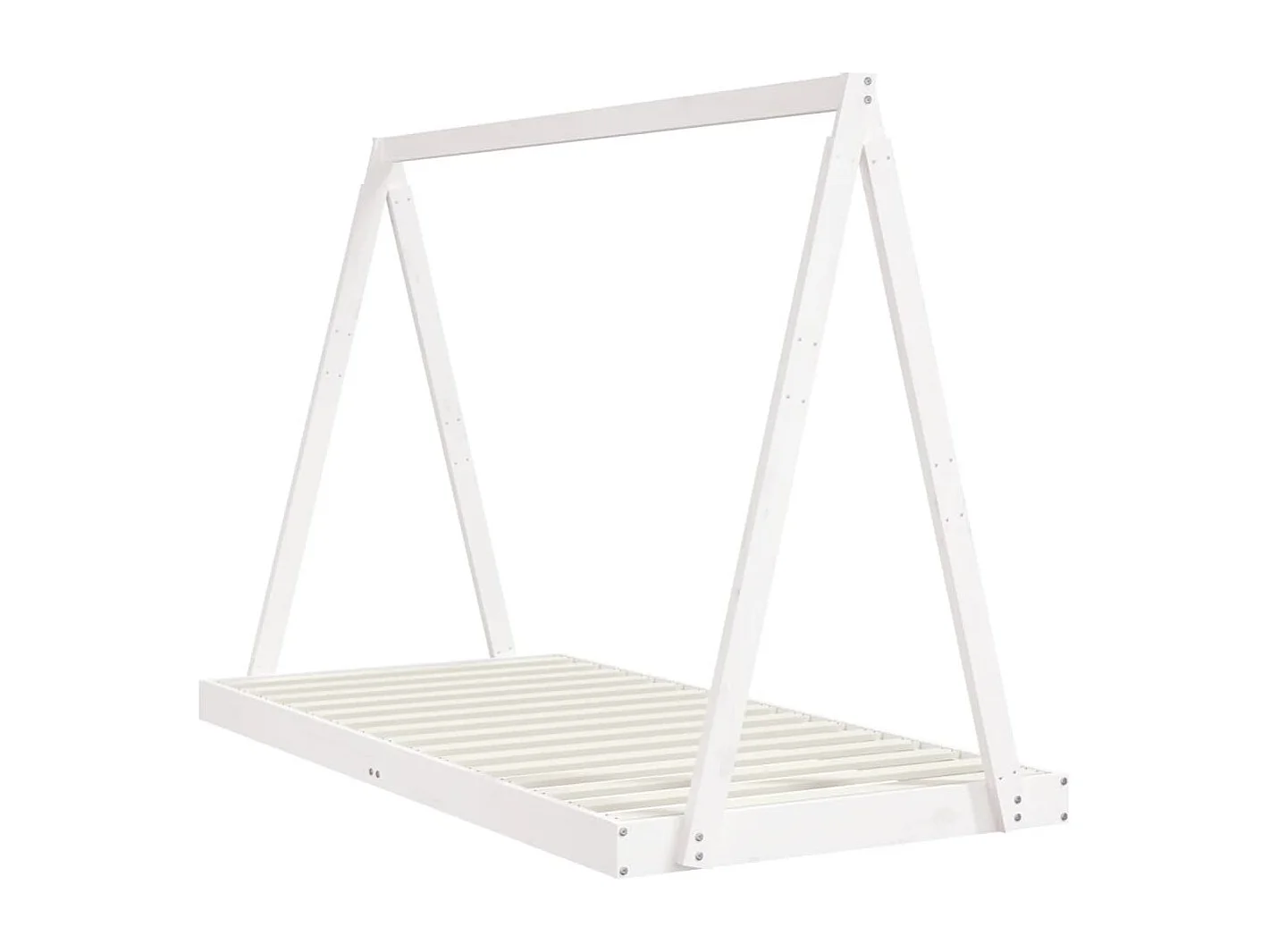 Estrutura de cama infantil branca 90x190 cm em madeira maciça de pinho