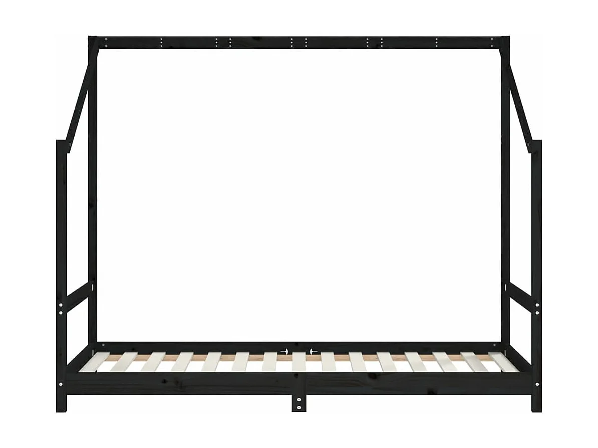 Cadre de lit pour enfants noir 90x190 cm bois de pin massif