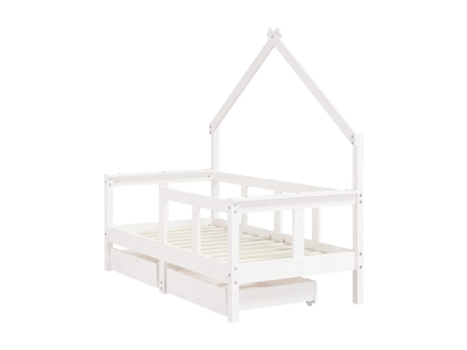 Cadre de lit enfant tiroirs blanc 70x140 cm bois de pin massif